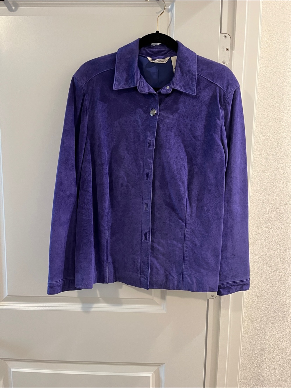 French Laundry Deep Purple Suede Button-Front Jacket